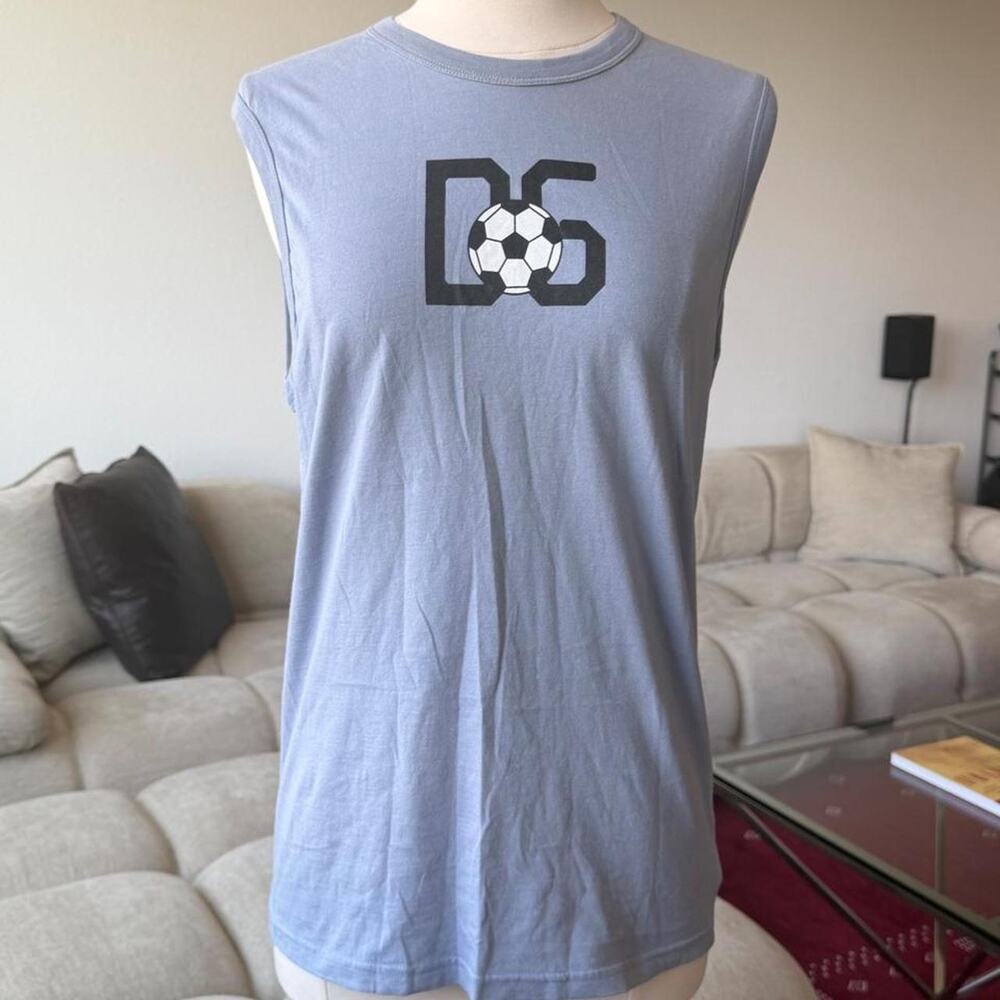 Dolce & Gabbana Soccer Ball Logo Sleeveless Tank Top Blue/Grey